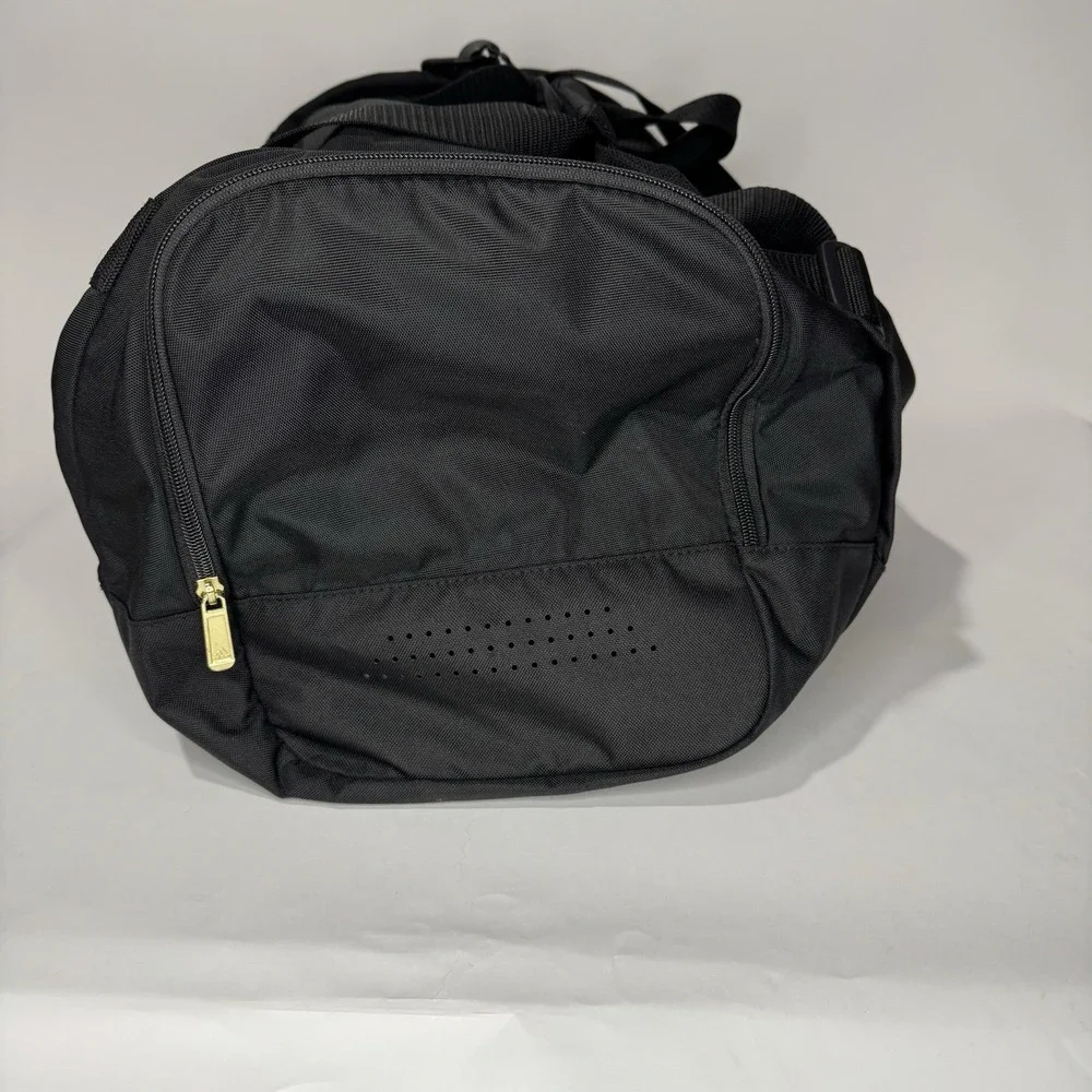 adidas Duffel Bag Gym Bag Black And Gold With Inside Zipper Pouch